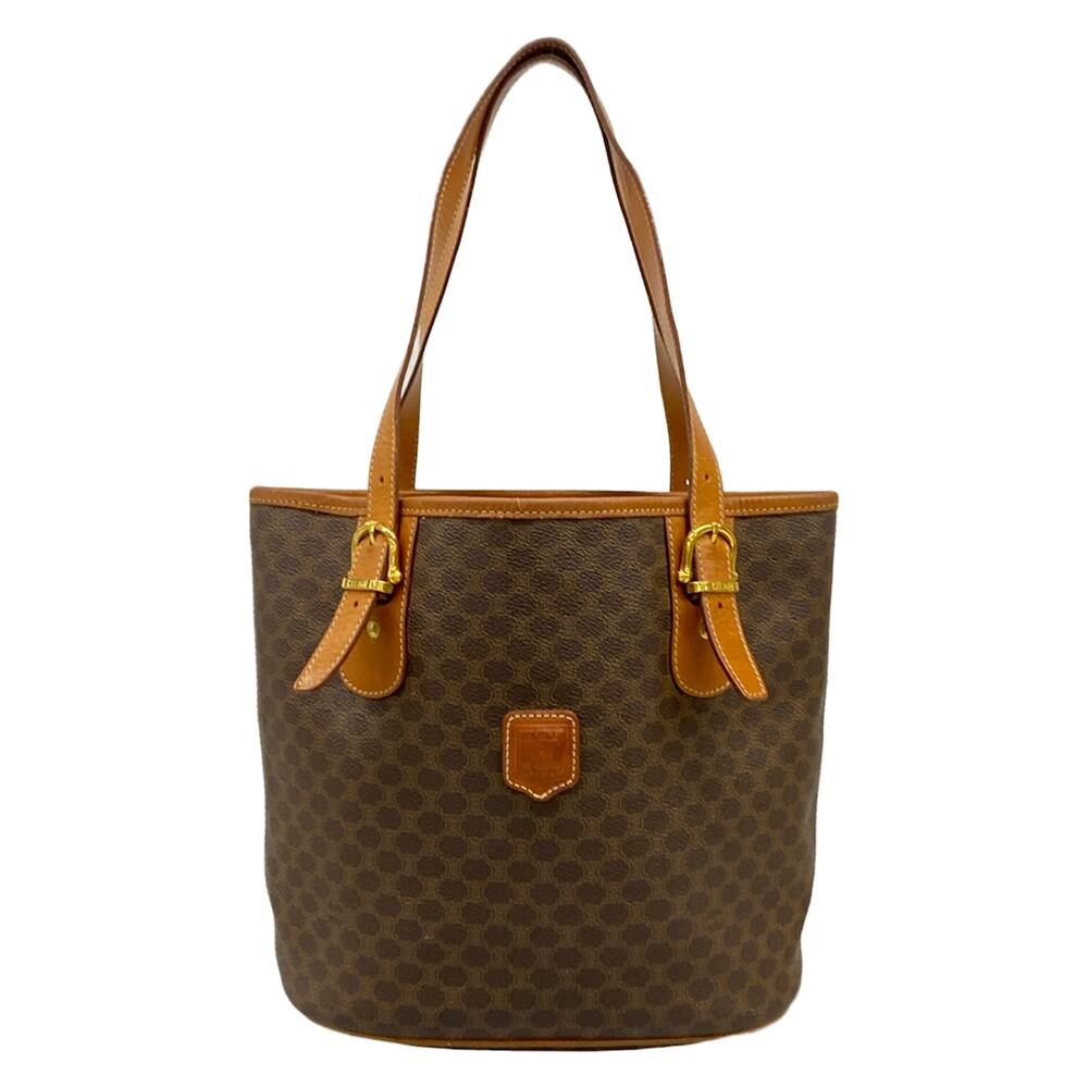 Celine Macadam Tote Bag Dark Brown PVC Leather